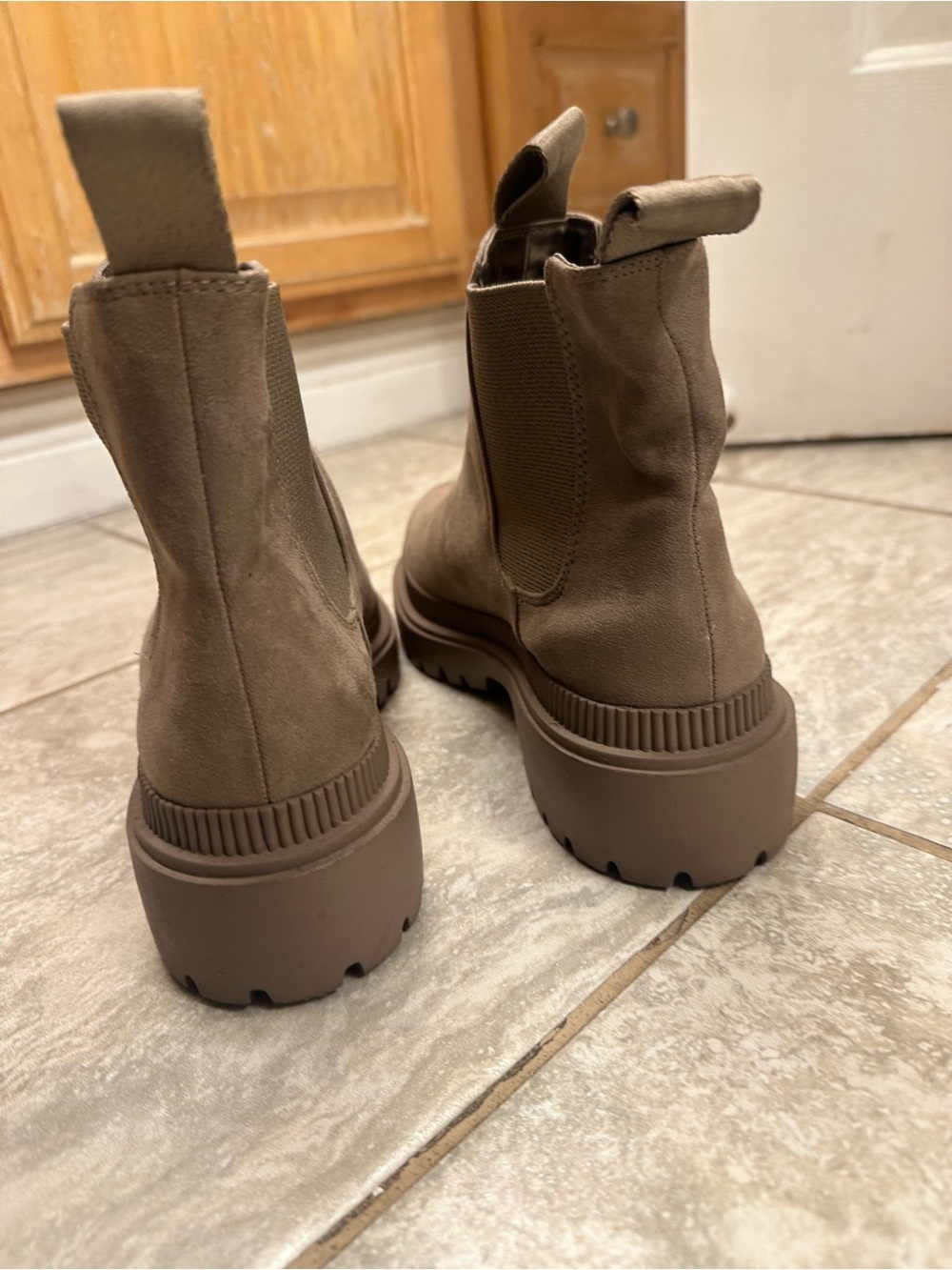 H&M Chunky Chelsea Booties in Taupe Brown